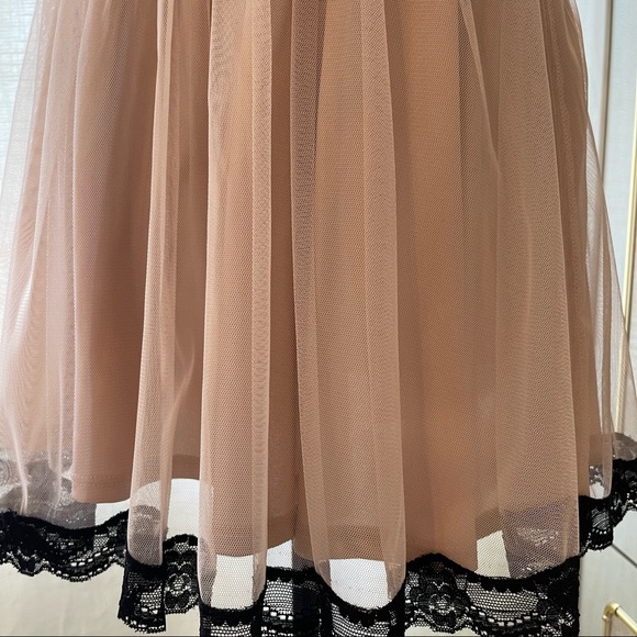 Blush Aline Dress With Black Lace Detail - Picture 6 of 6